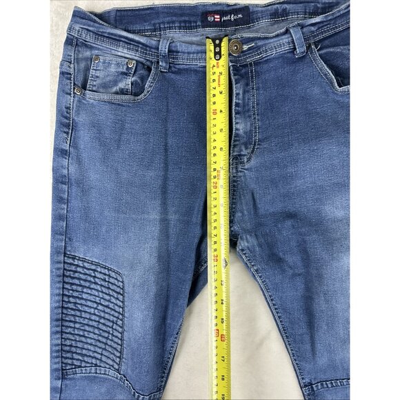 2 Phat Farm Jeans Mens 36x30 Blue Acid Wash Skinny Fit Stretch Denim Pants Adult - Picture 15 of 16